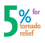 5 percent for tornado relief